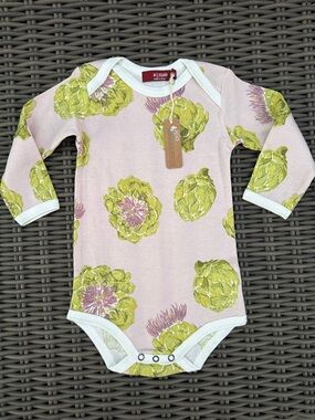 Milkbarn Pink One-Piece with Green Artichoke Print - NWT